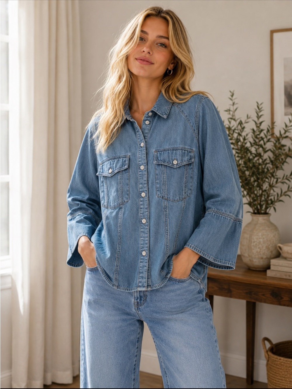 Veronica Beard Jeans Denim Button-Up Jacket/top
